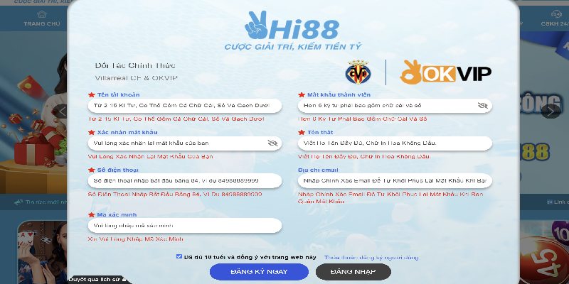 Đăng Ký Hi88 - Hướng dẫn cách tạo tài khoản Hi88 chi tiết 1 Đăng ký Hi88 cực nhanh với 5 bước đơn giản